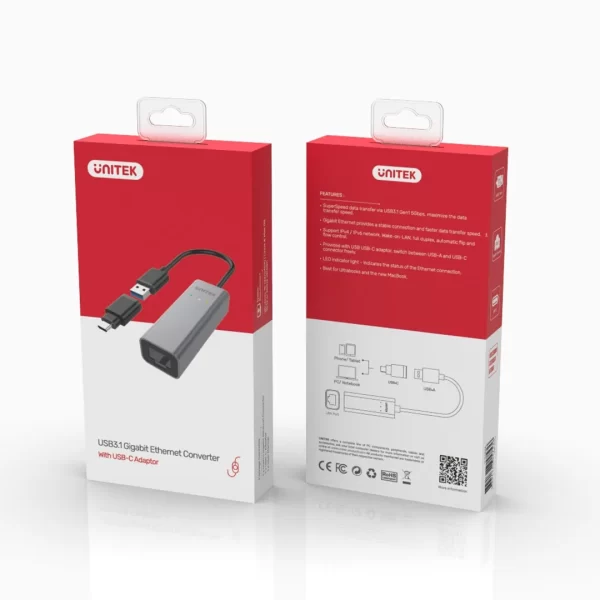 Unitek USB 3.0 to Gigabit Ethernet with USB-C Adapter - Image 3