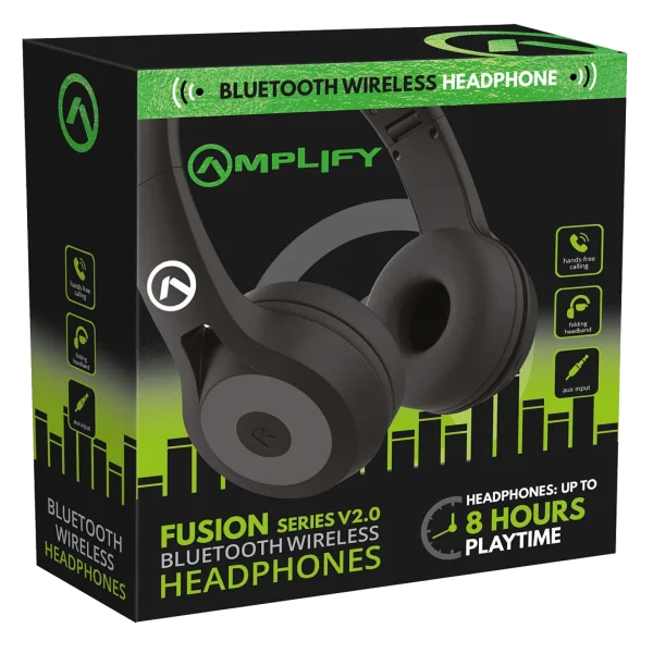 Amplify Fusion V2 Bluetooth Headphones - Black/Grey - Image 4