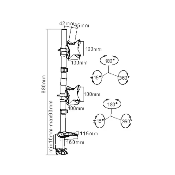 13-23 Inch Dual Articulating Vertical Desk Bracket - Image 2