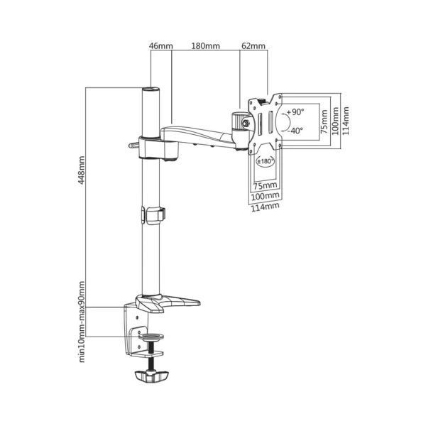13-32 Inch Single Modular Arm Desk Bracket - Image 2