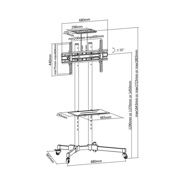 37-70 Inch Versatile Compact AV Trolley - Image 2