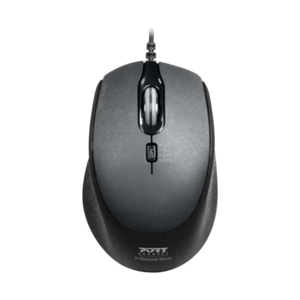 Port Connect Wired USB Type-C 3600DPI Mouse - Black