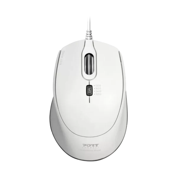 Port Connect Wired USB Type-C 3600DPI Mouse - White