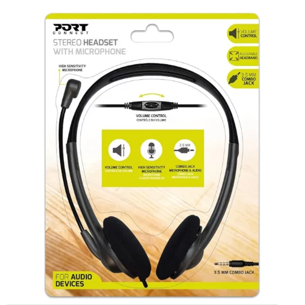 Port Stereo Headset with Mic - 3.5mm Jack - 1.2m Cable