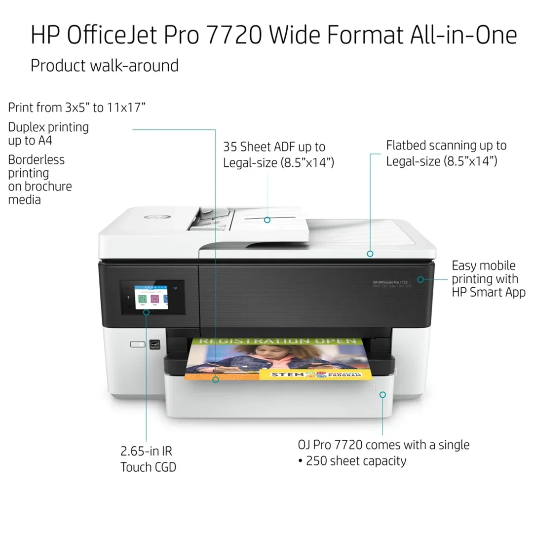  HP OfficeJet Pro 7720 All in One Wide Format Printer with  Wireless Printing : Office Products