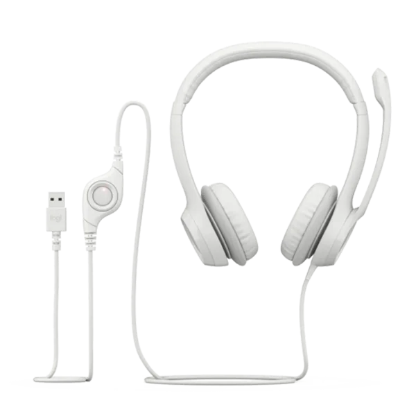 Logitech H390 USB Computer Headset - White - Image 4