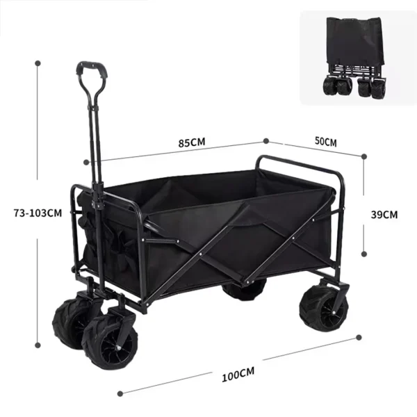 Collapsable Beach Folding Trolley/Wagon - Black - Image 3