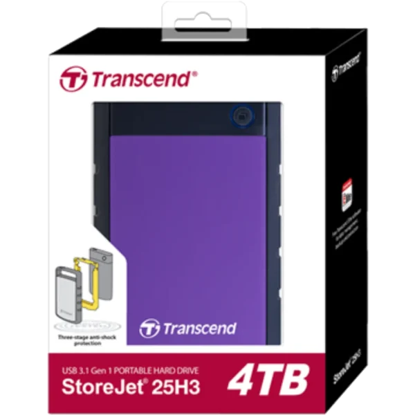 Transcend StoreJet 25H3 4TB Purple 2.5 inch USB 3.0 - Image 2