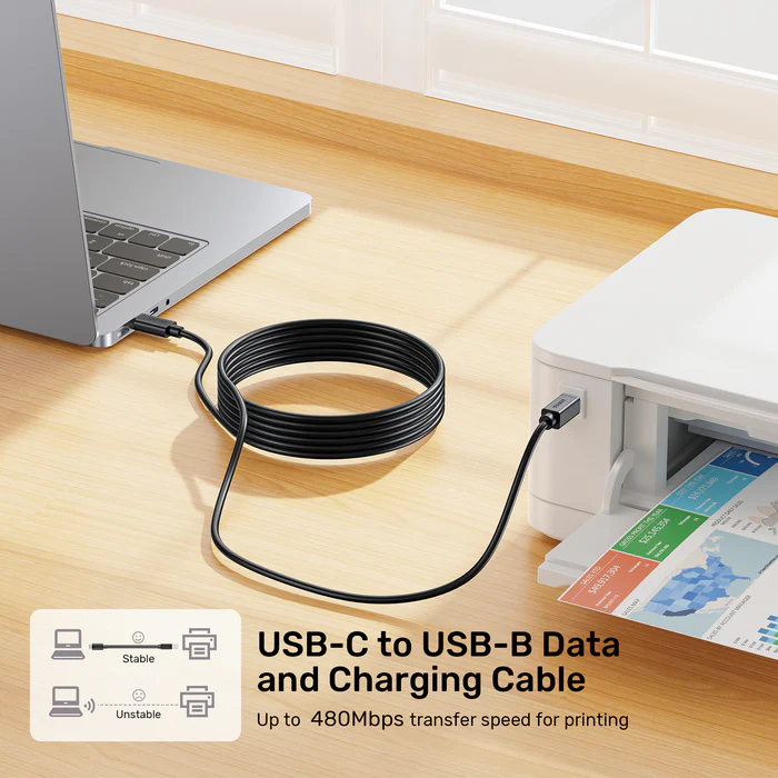 Unitek USB-C to USB-B Data and Charging Cable (C14140ABK03-2M) - Image 3