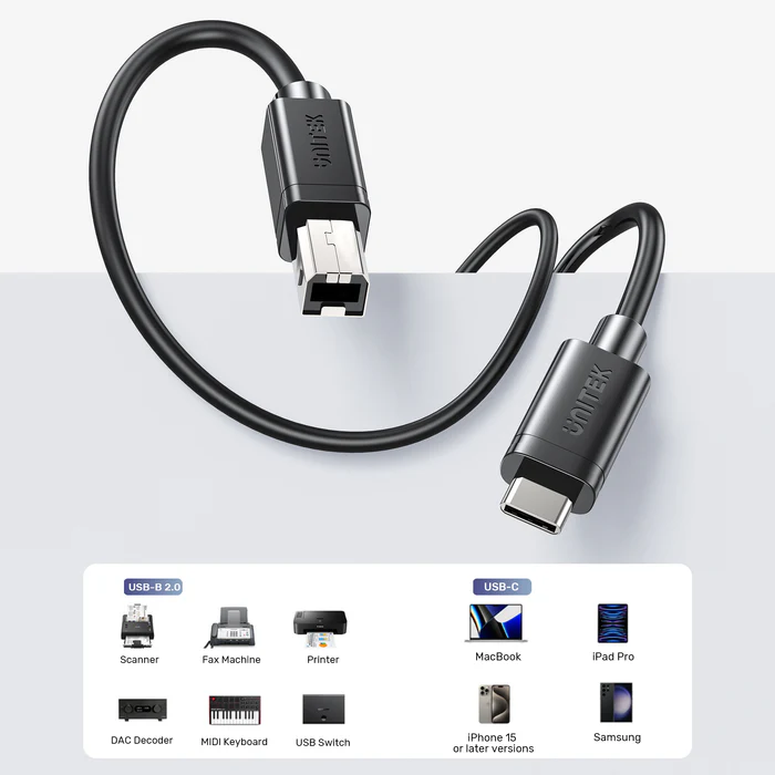 Unitek USB-C to USB-B Data and Charging Cable (C14140ABK03-2M) - Image 8